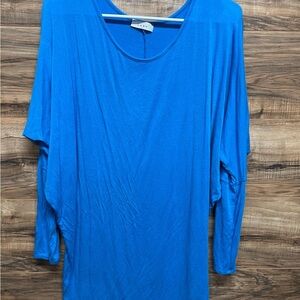 Luxe Blue Oversized Relaxed Blouse Luxe USA size L